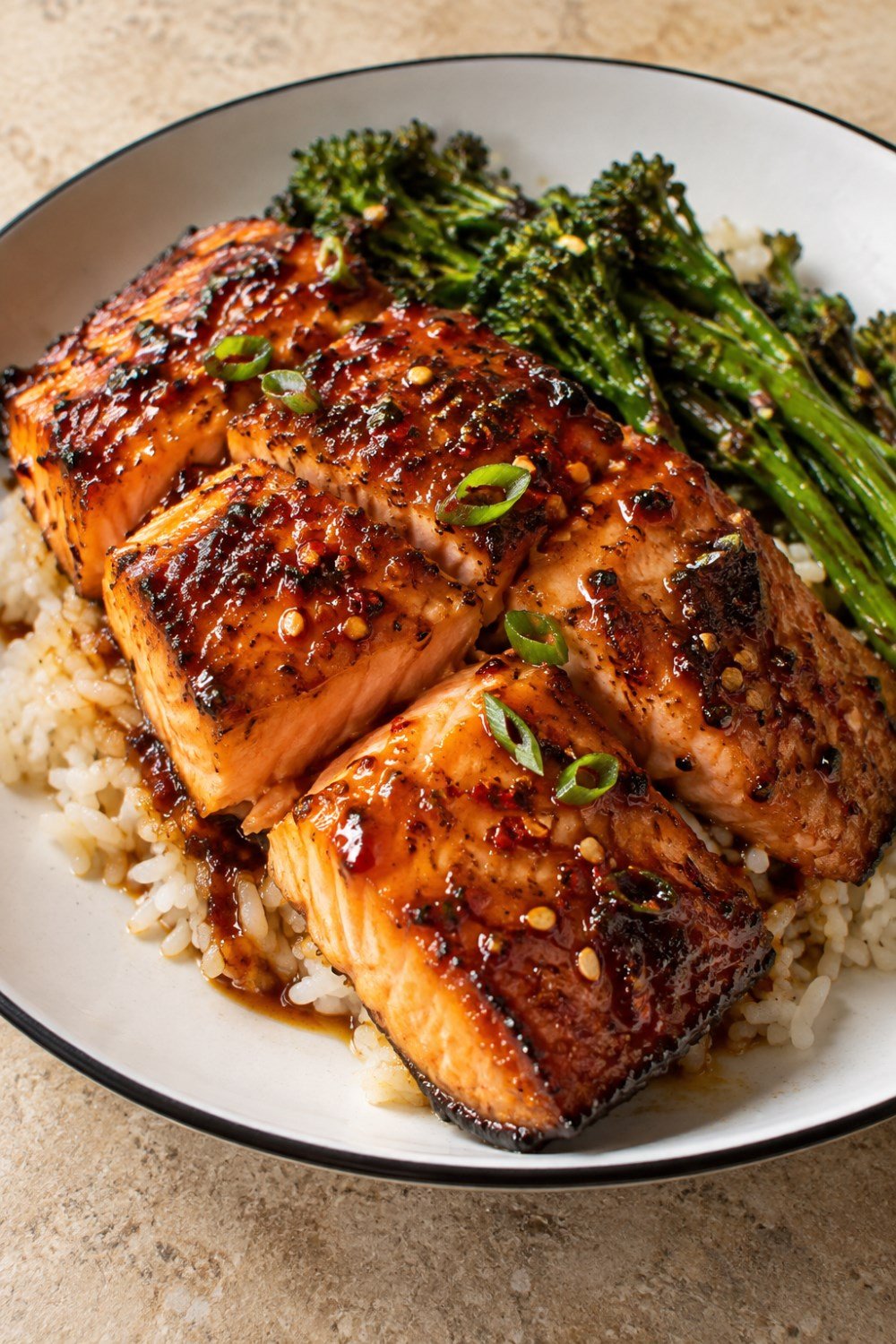 Pinterest asset concept: vertical pin of hot honey glazed salmon