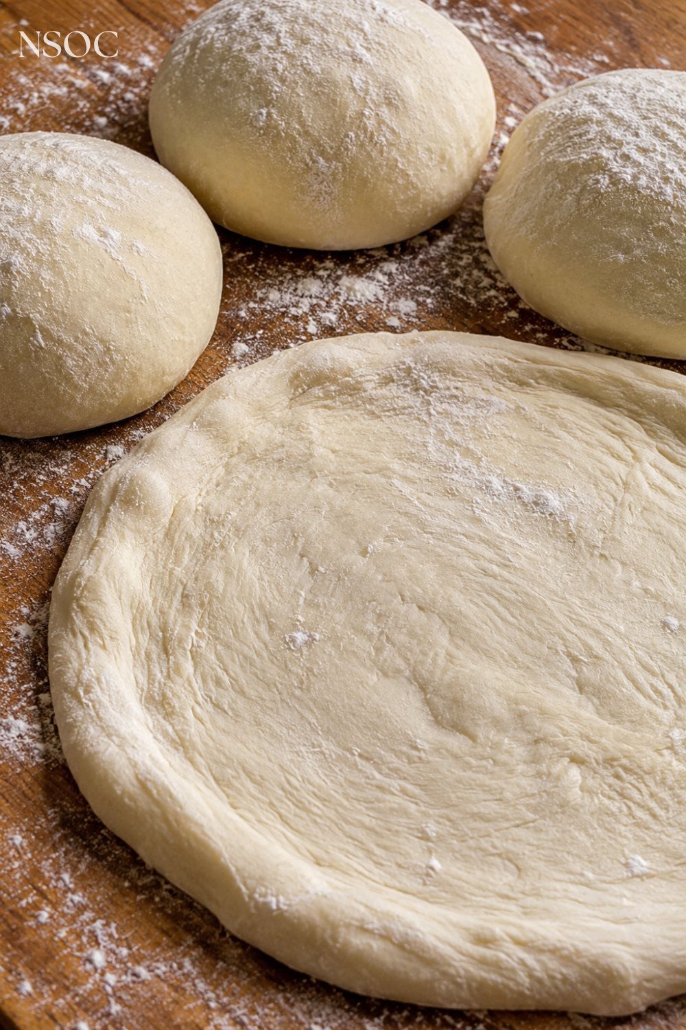 Vertical Pinterest pin of homemade Italian pizza dough