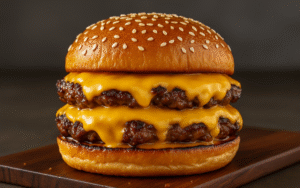 double smash burger with melted cheese and burger sauce on toasted bun