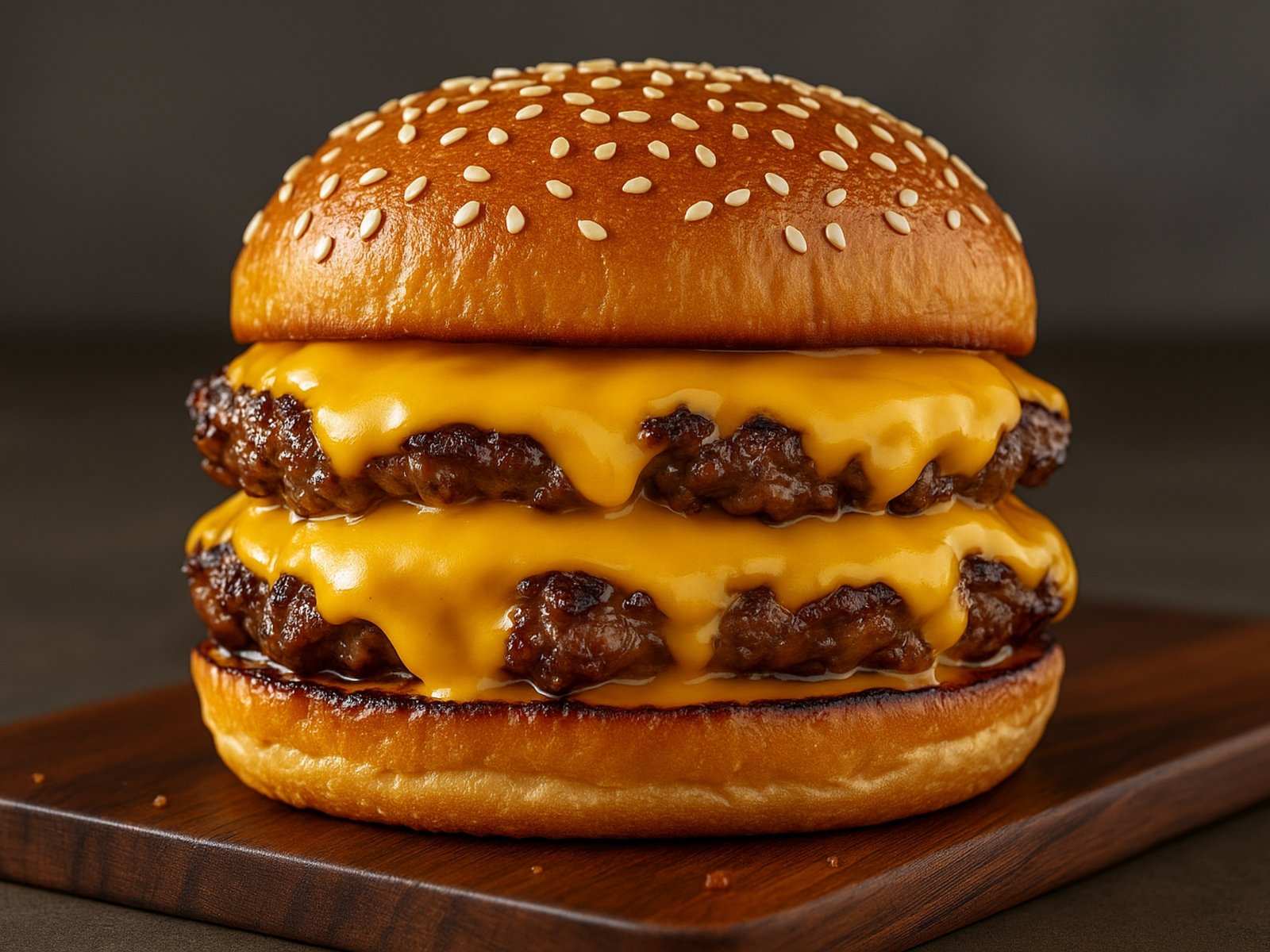 double smash burger with melted cheese and burger sauce on toasted bun