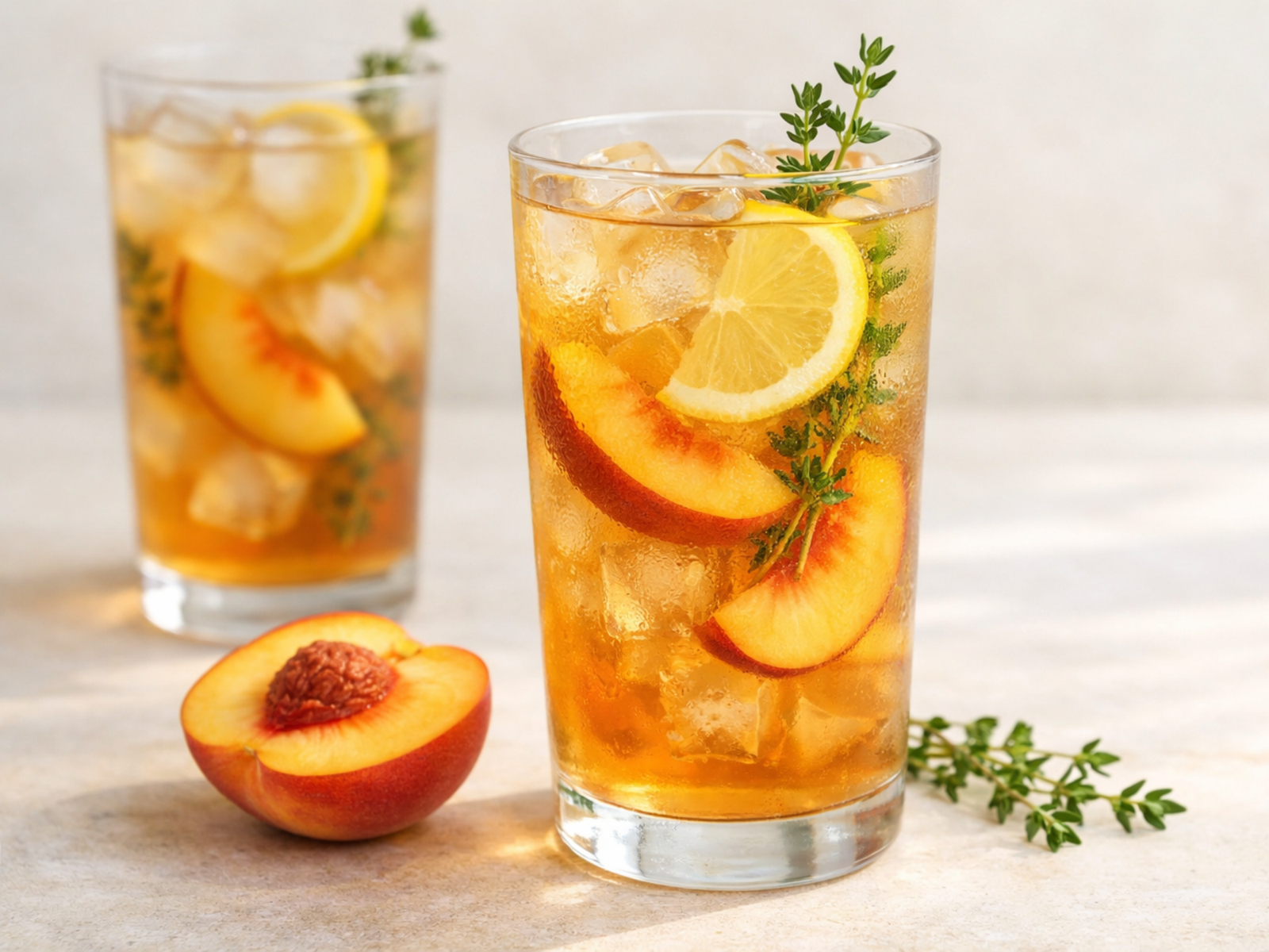 Peach Thyme Iced Tea peach thyme iced tea recipe
