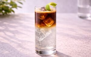 espresso tonic mocktail with fresh espresso and tonic water