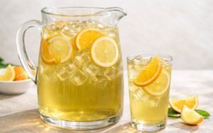 green tea citrus pitcher with lemon and orange slices