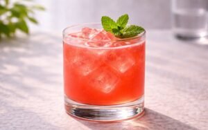 fresh watermelon agua fresca with lime zest and mint